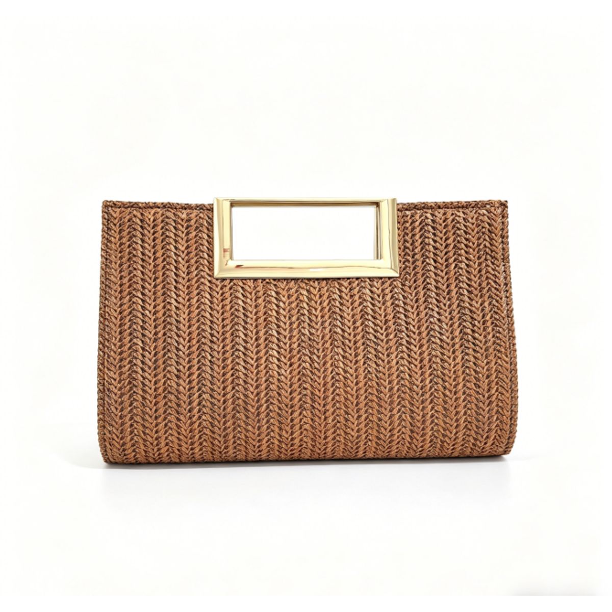 Summer Straw Evening Clutch - Brown