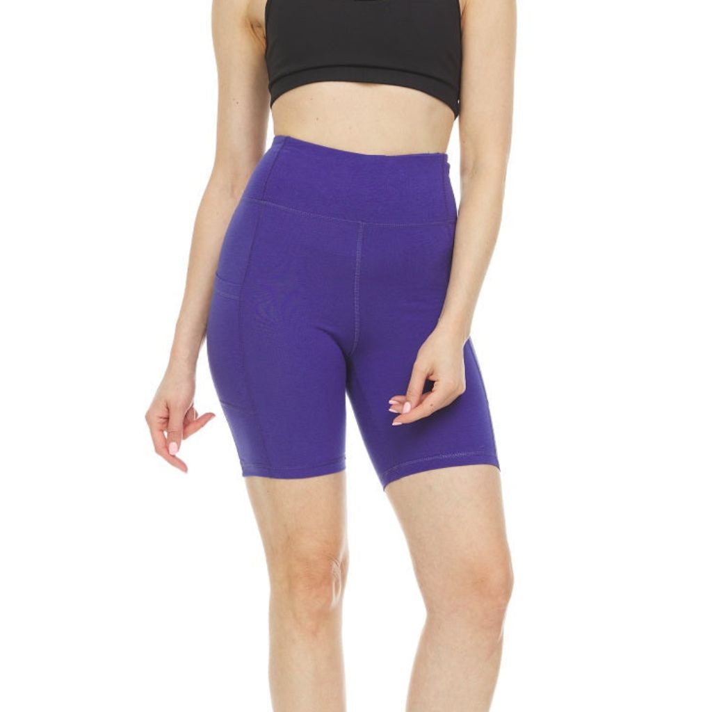 Women's High Waist Tummy Control Yoga Bike Shorts - Large - Navy