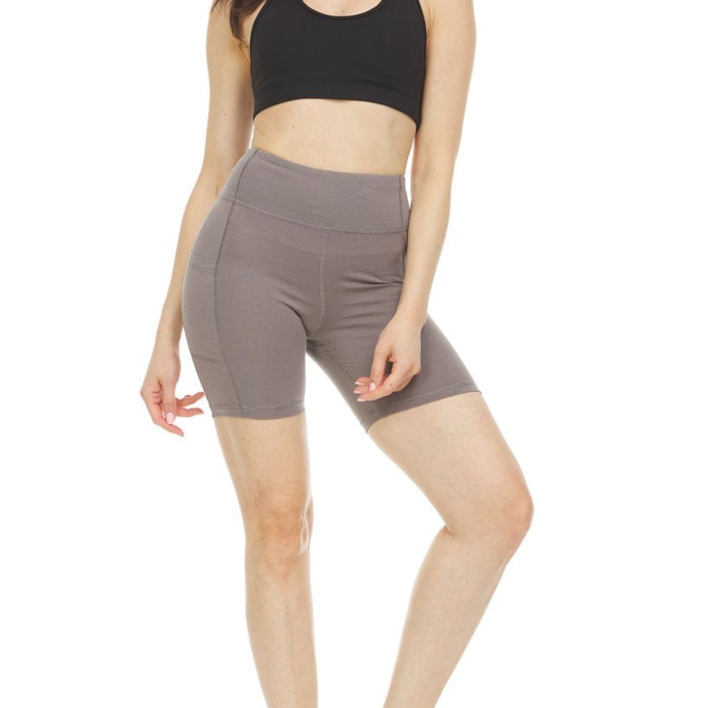 Women's High Waist Tummy Control Yoga Bike Shorts - Large - Charcoal