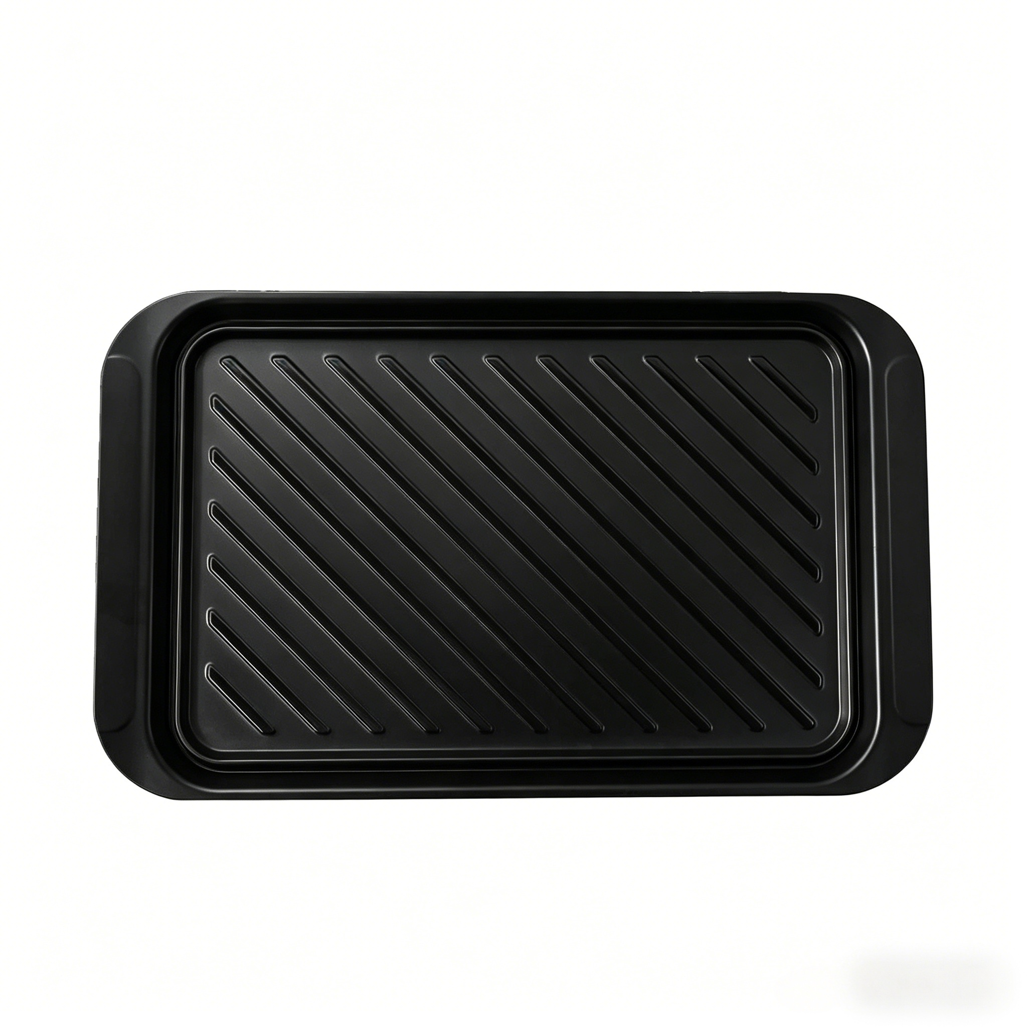 Non-Slip Ribbed Plastic Tray - Black
