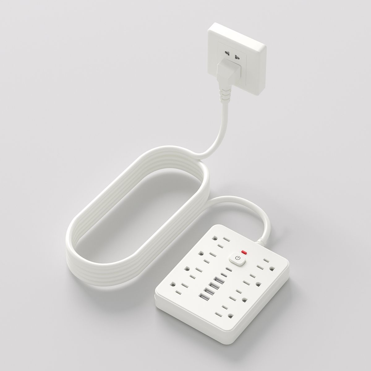PowerMaster Multi-Outlet Power Strip - White-8 Outlets-140cm Cord
