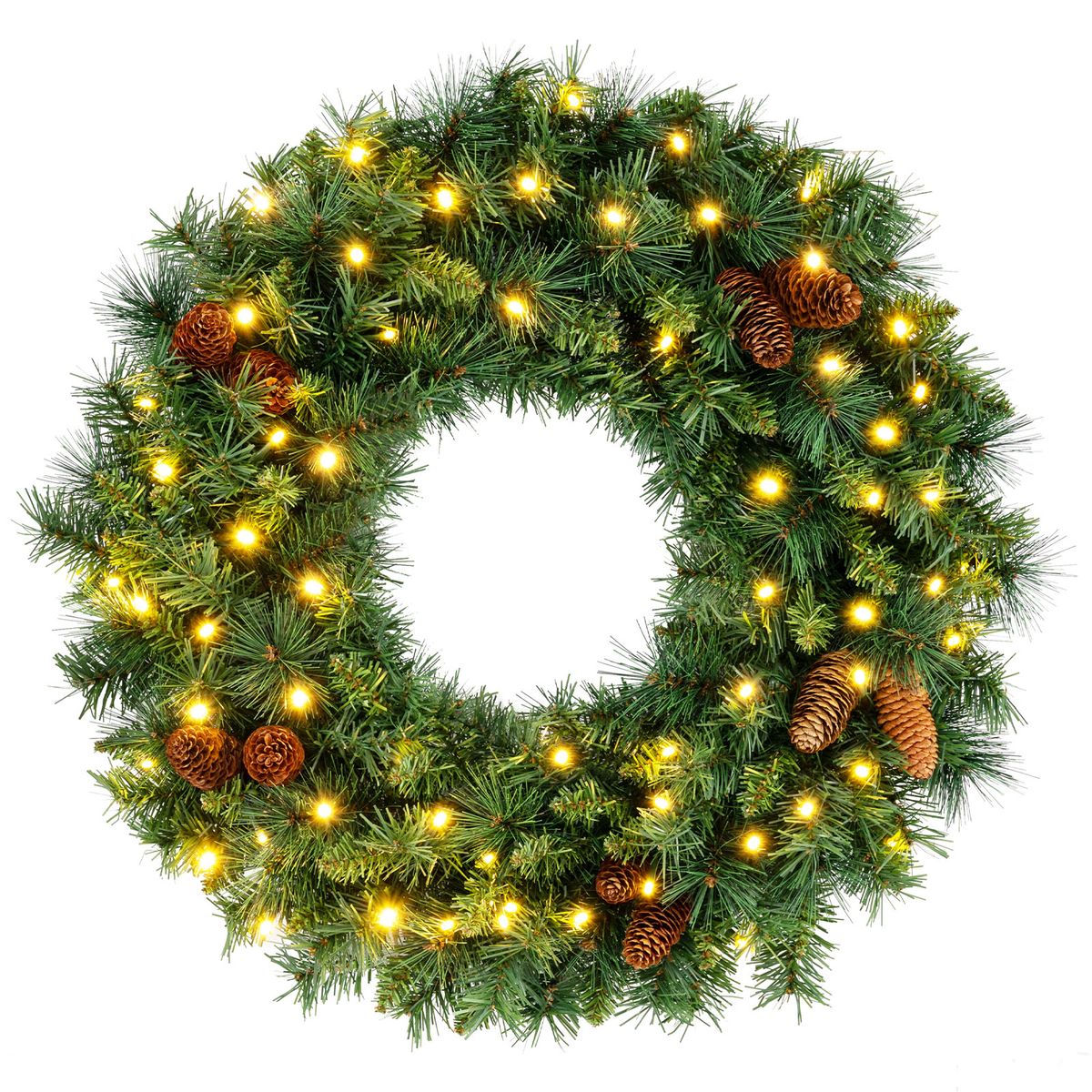 Pre-Lit Christmas Wreath (1- or 2-Pack) - 1 PCS