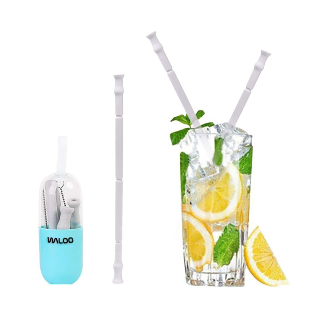 Foldable Silicone Drinking Straw - Gray