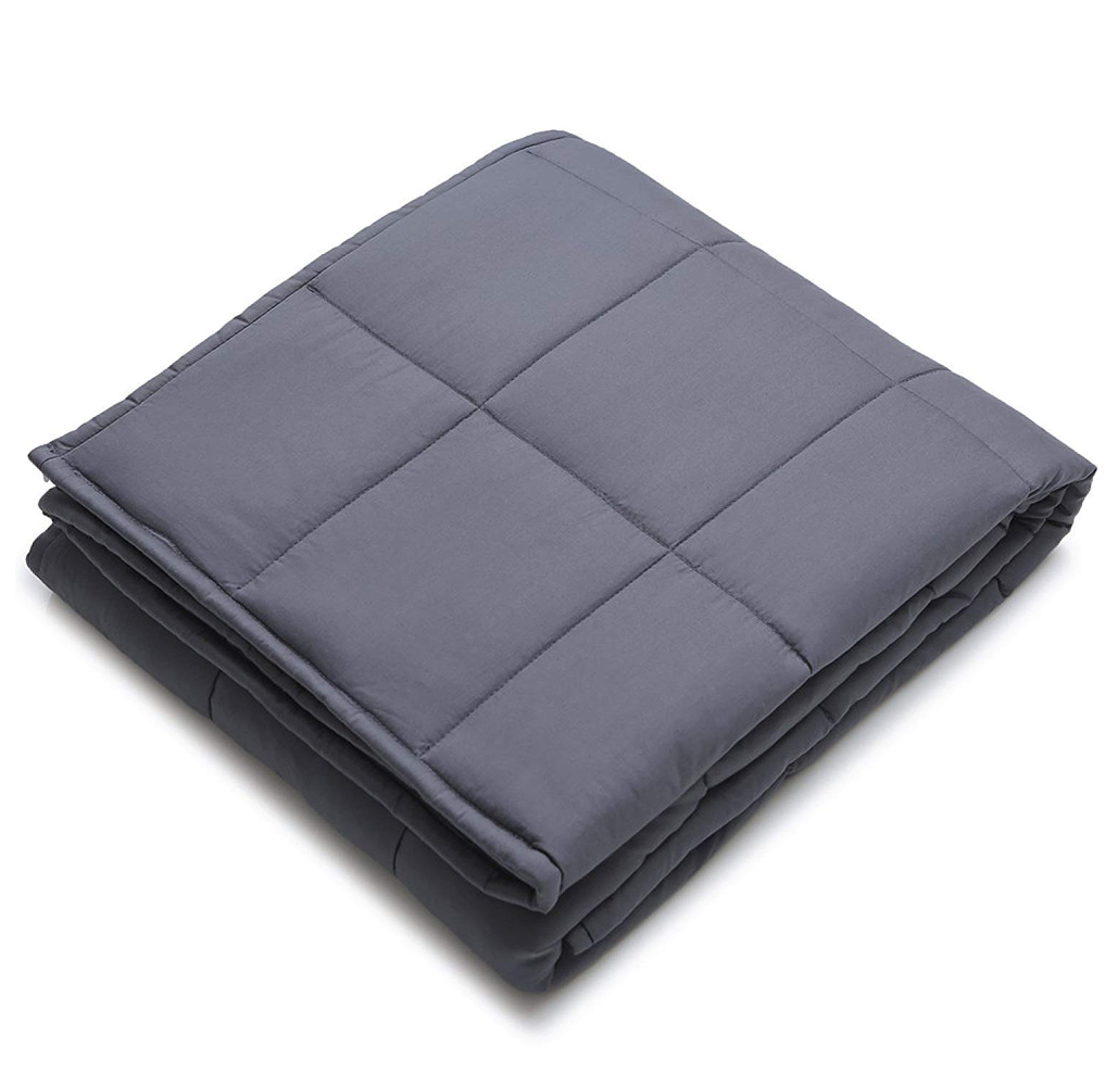 Kathy Ireland Weighted Blanket with Glass Beads - Grey - 48" x 72" 12 lb