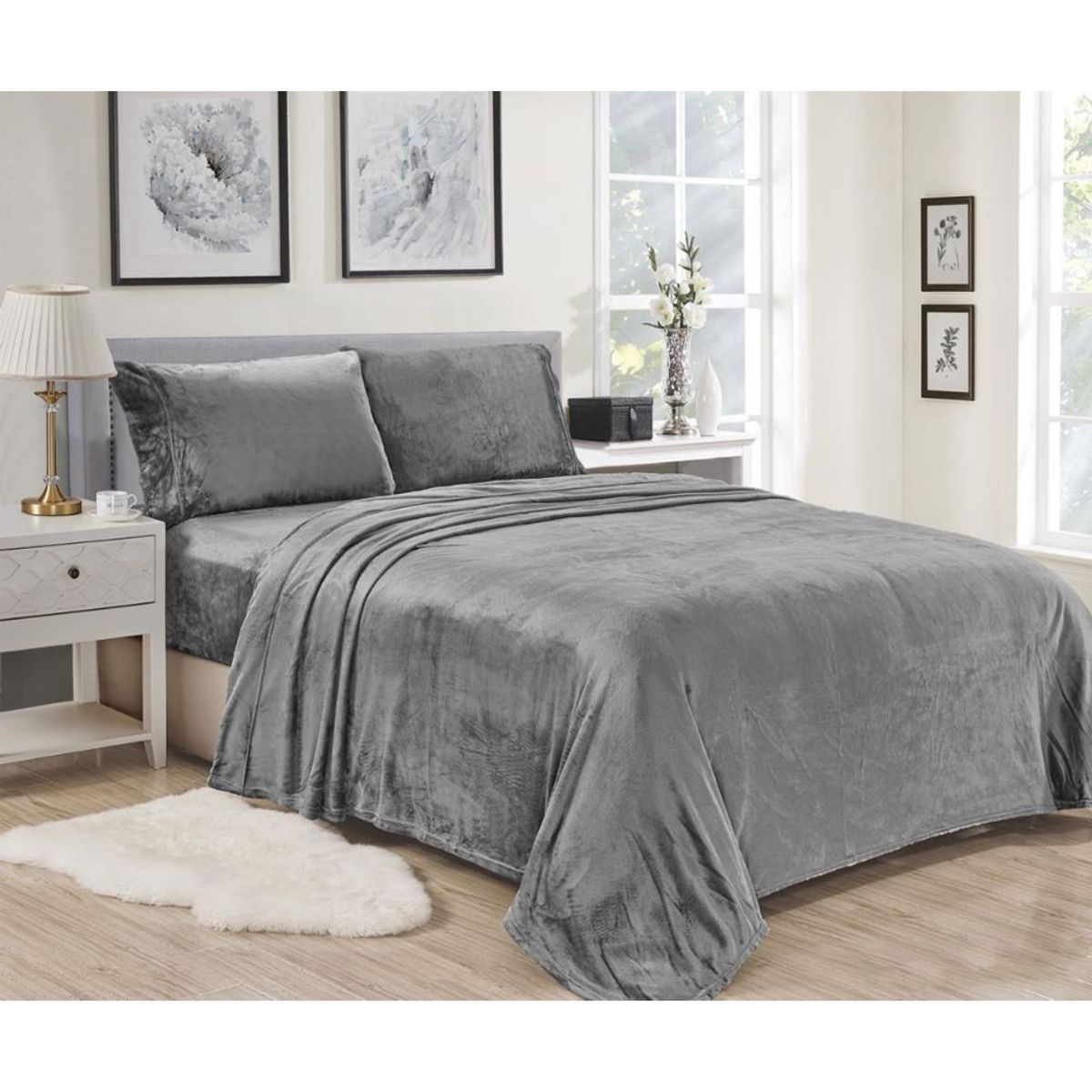 Noble House™ Kansas Fitted Sheet and Pillowcase Set - Twin-Kansas-Sheet Set-GRAY