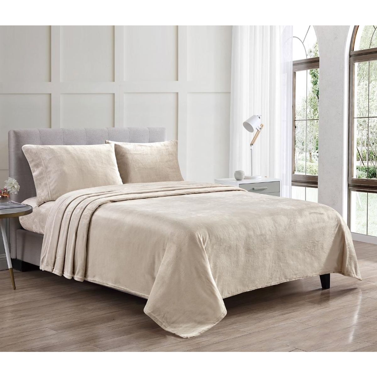 Noble House&trade; Kansas Fitted Sheet and Pillowcase Set - KING-Kansas-Sheet Set-LT BROWN