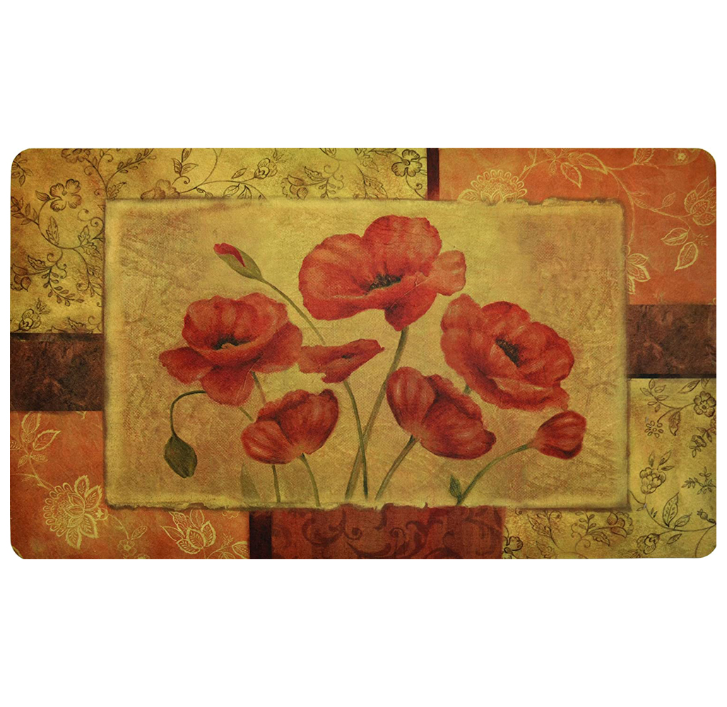 Anti-Fatigue Cushioned Kitchen Mat (2-Pack) - Jacobean Poppy