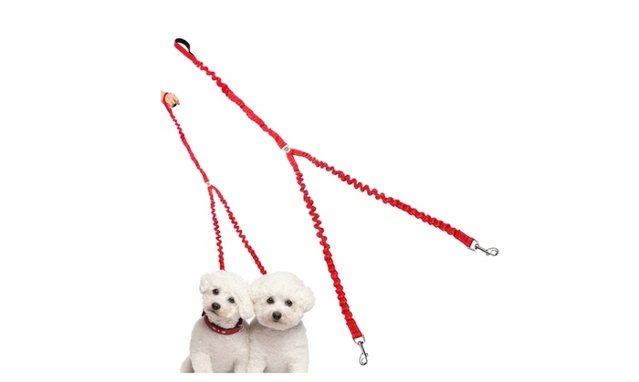Waloo&reg; Double Dog Bungee Walking Leash - Red