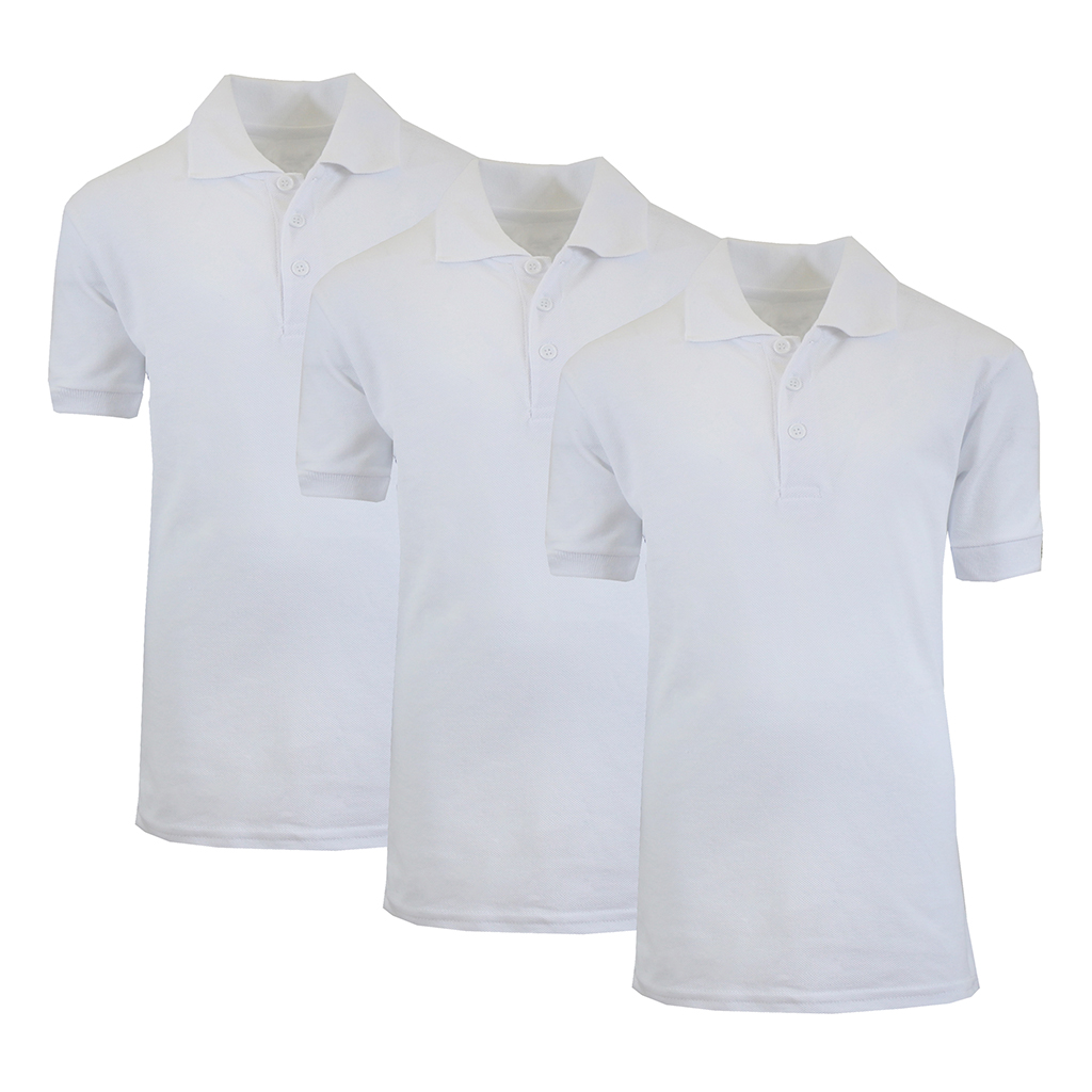 Boys' School Uniform Polo (3-Pack) - XBE-81-W-W-W/12