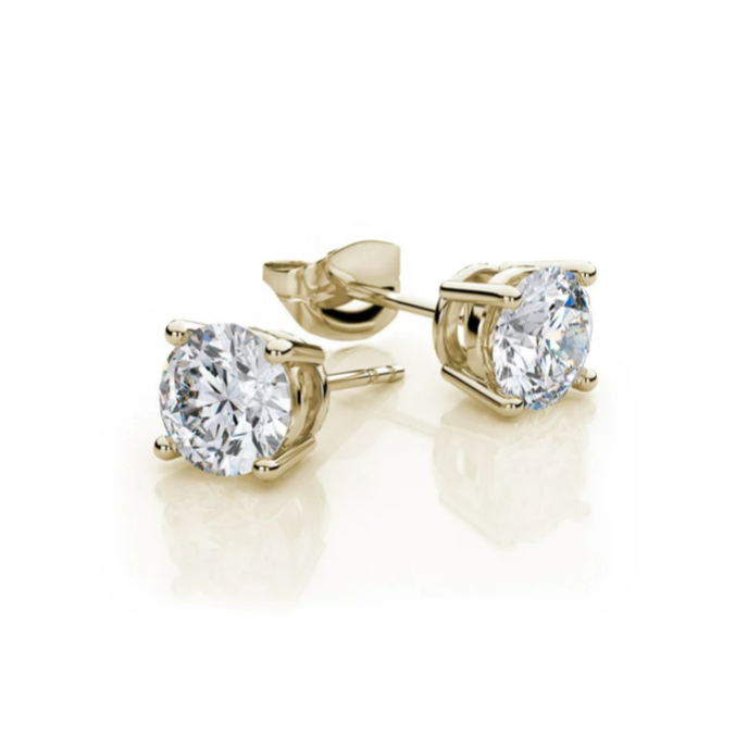 10K Yellow Gold with 2ct. Lab-Created White Sapphire Stud Earrings - 10k Yellow Gold Created White Sapphire