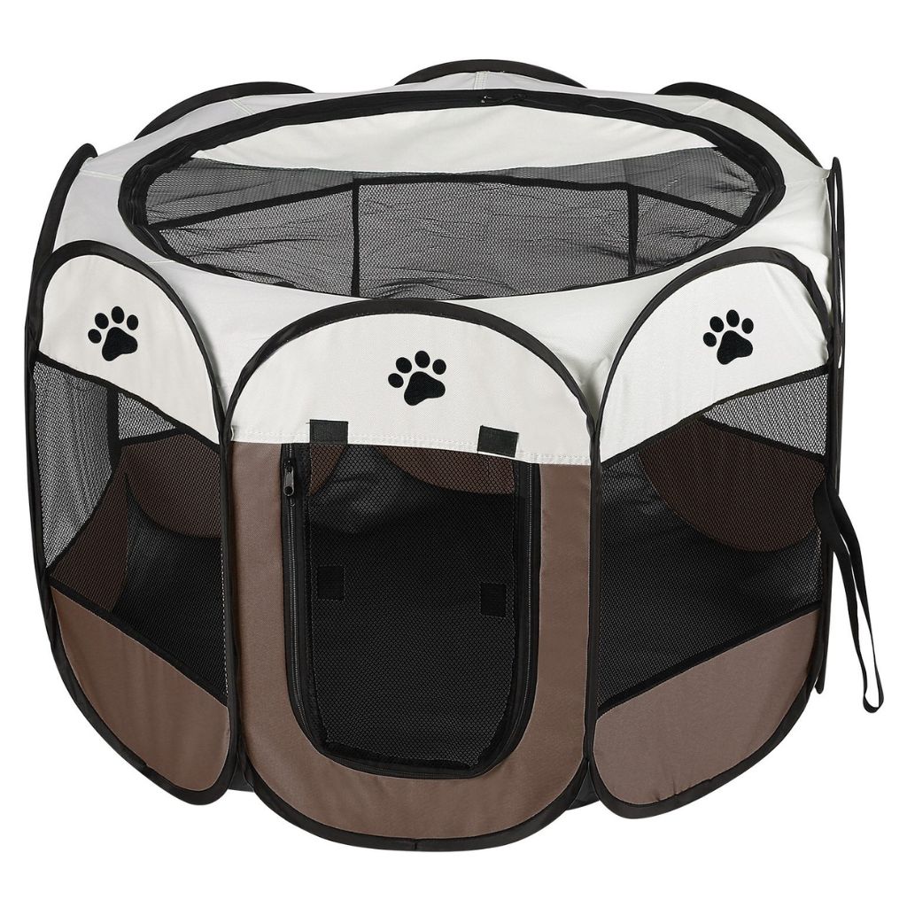 PetLuv™ Portable Foldable Pet Playpen - Coffee