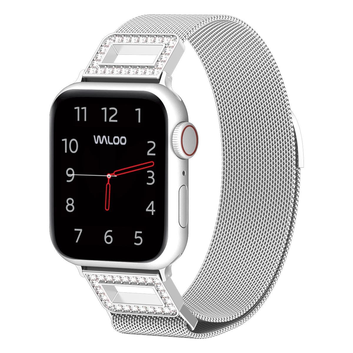 Diamond Magnetic Mesh Band for Apple Watch - 42/44/45 MM-Silver