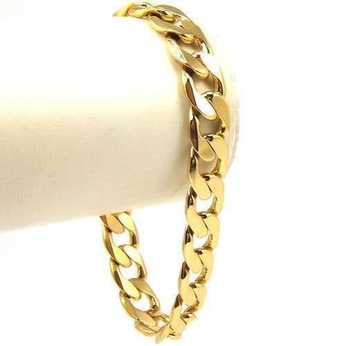 14K White or Yellow Gold Plated Bracelet - 14K gold cuban bracelet
