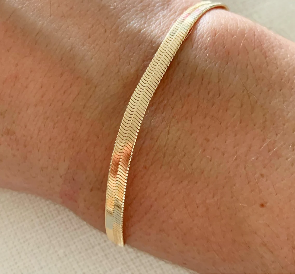 14K White or Yellow Gold Plated Bracelet - Herringbone Bracelet