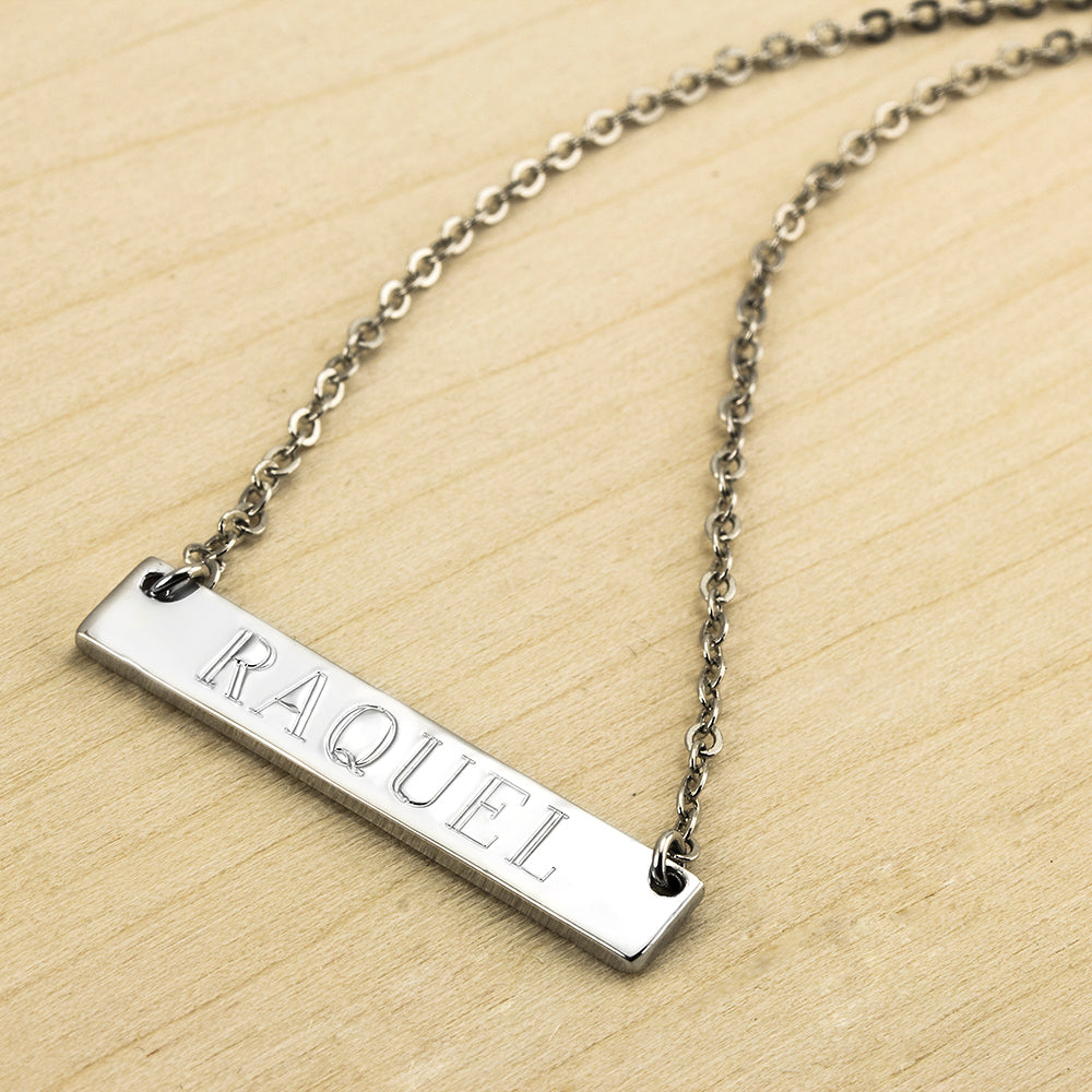 Personalized Bar Necklace - White