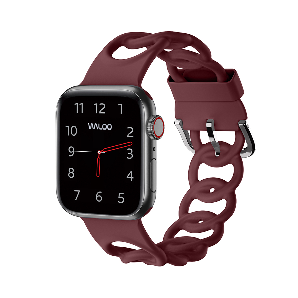 Waloo Silicone Link Looped Band for Apple Watch - 42/44/45MM - Burgundy