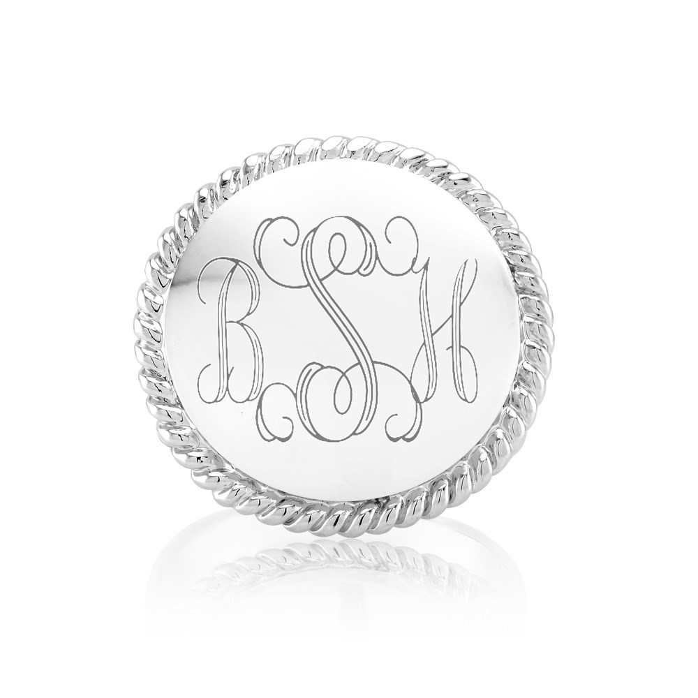 Monogrammed Adjustable Ring - White
