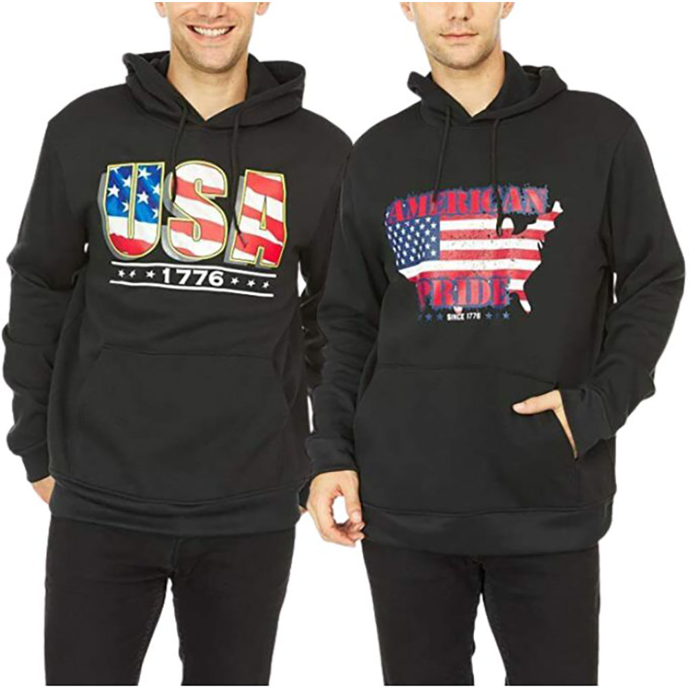 Men's Fleece Pullover Hoodies (2-Pack) - Black/Black- X-Large