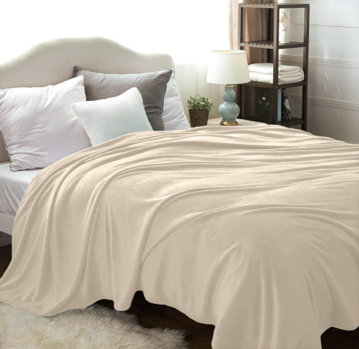 Kathy Ireland® Solid Plush Flannel Blanket - Full/Queen - Cream