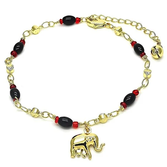 18K-Gold-Plated Azabache Protection Charm Bracelet - 8K GOLD FILLED EVIL EYE AZABACHE BLACK H