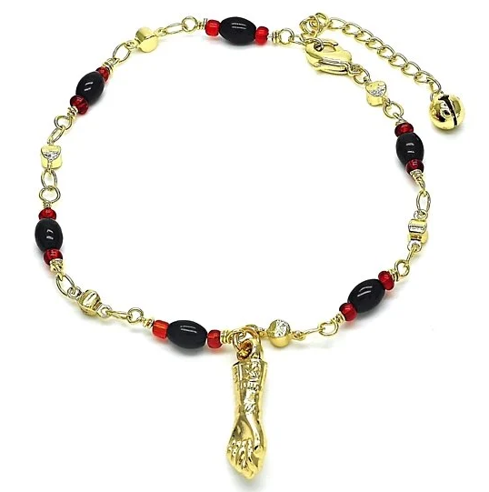 18K-Gold-Plated Azabache Protection Charm Bracelet - 8K GOLD FILLED EVIL EYE AZABACHE