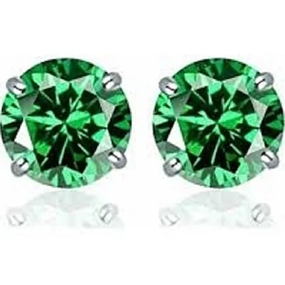 2.00 CTTW Round Crystal Stud Earrings - 2.00 CTTW ROUND CRYSTAL STUD EARRINGS-