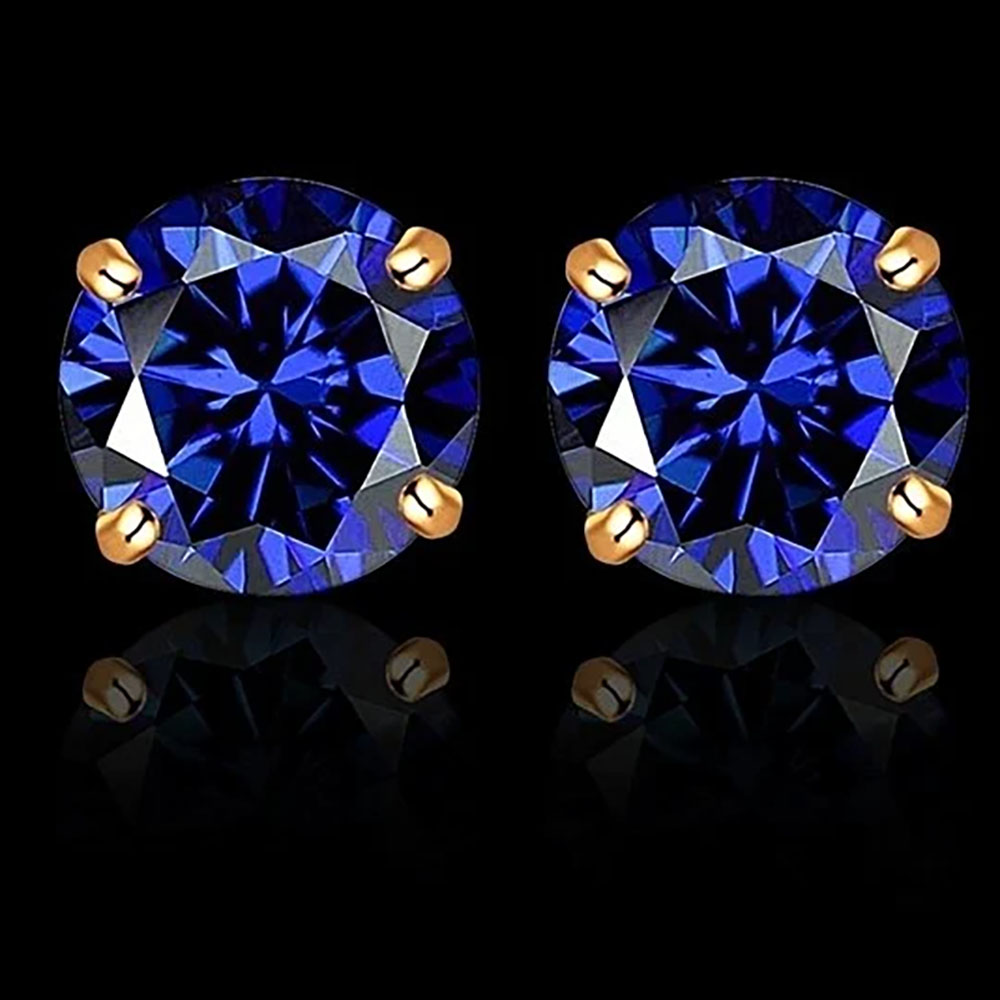 2.00 CTTW Round Crystal Stud Earrings - Yellow-blue