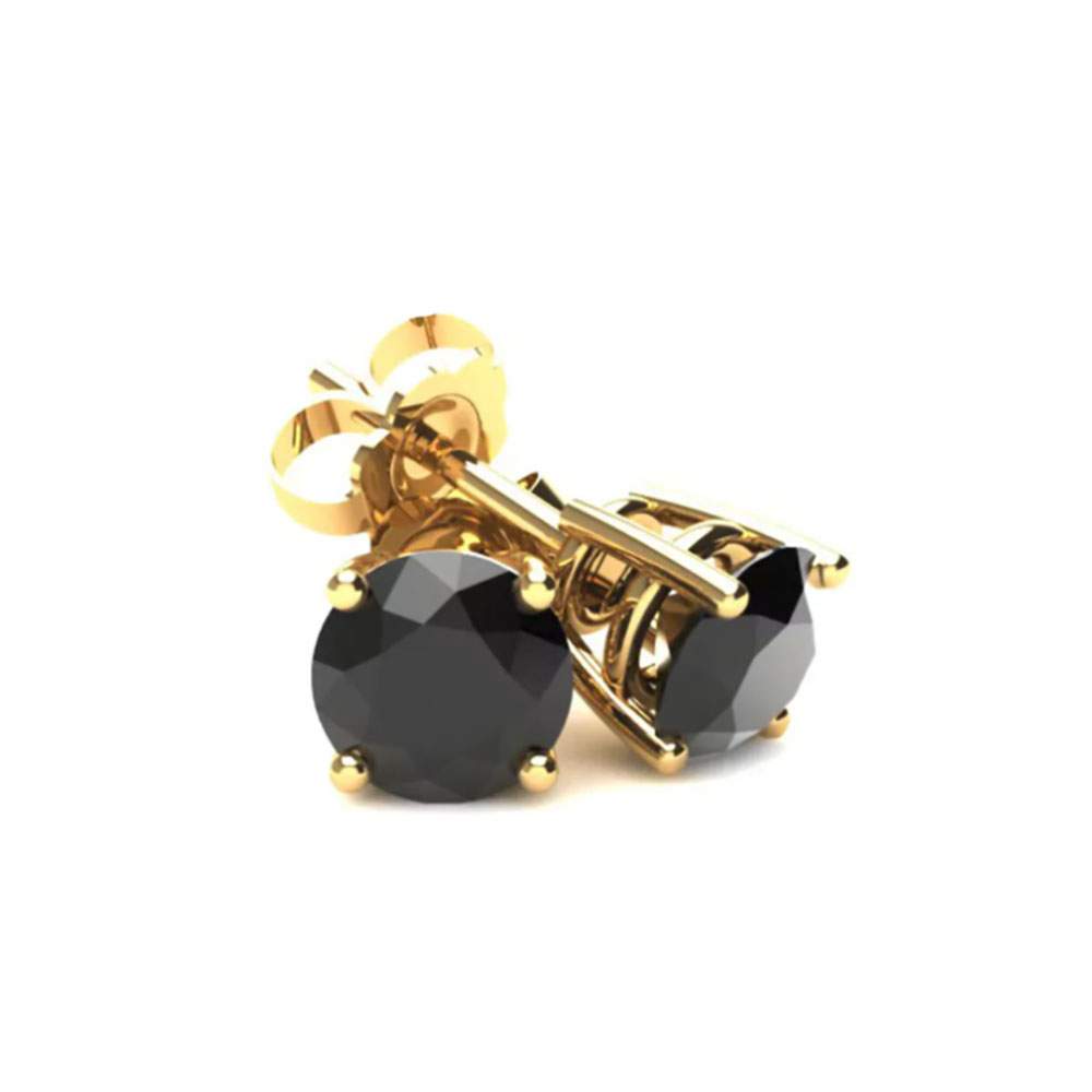 2.00 CTTW Round Crystal Stud Earrings - Yellow-Black