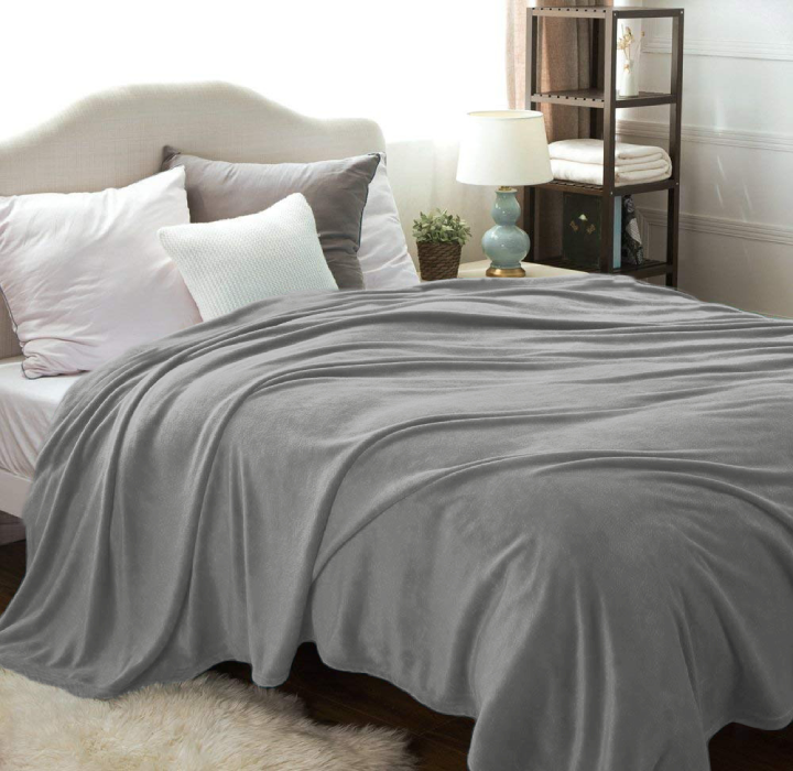 Kathy Ireland® Solid Plush Flannel Blanket - Full/Queen - Silver