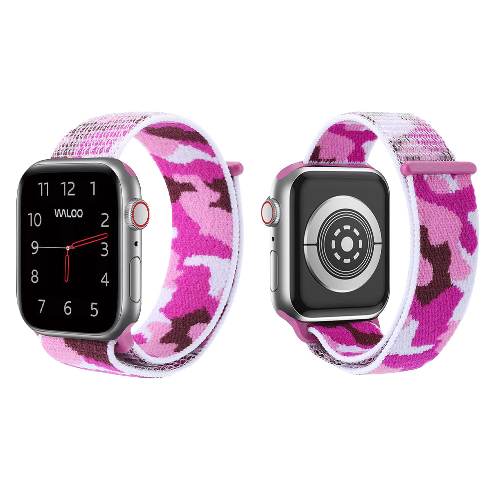 Waloo Camo Print Sport Loop Nylon Weave Band for Apple Watch - Waloo Camo Print Nylon Band (38-Pink)