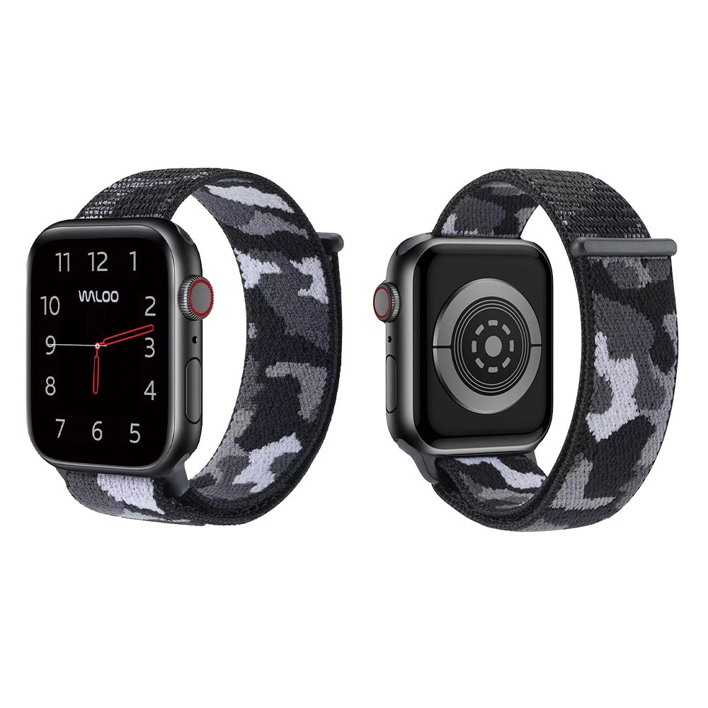 Waloo Camo Print Sport Loop Nylon Weave Band for Apple Watch - Waloo Camo Print Nylon Band ( 42-black )