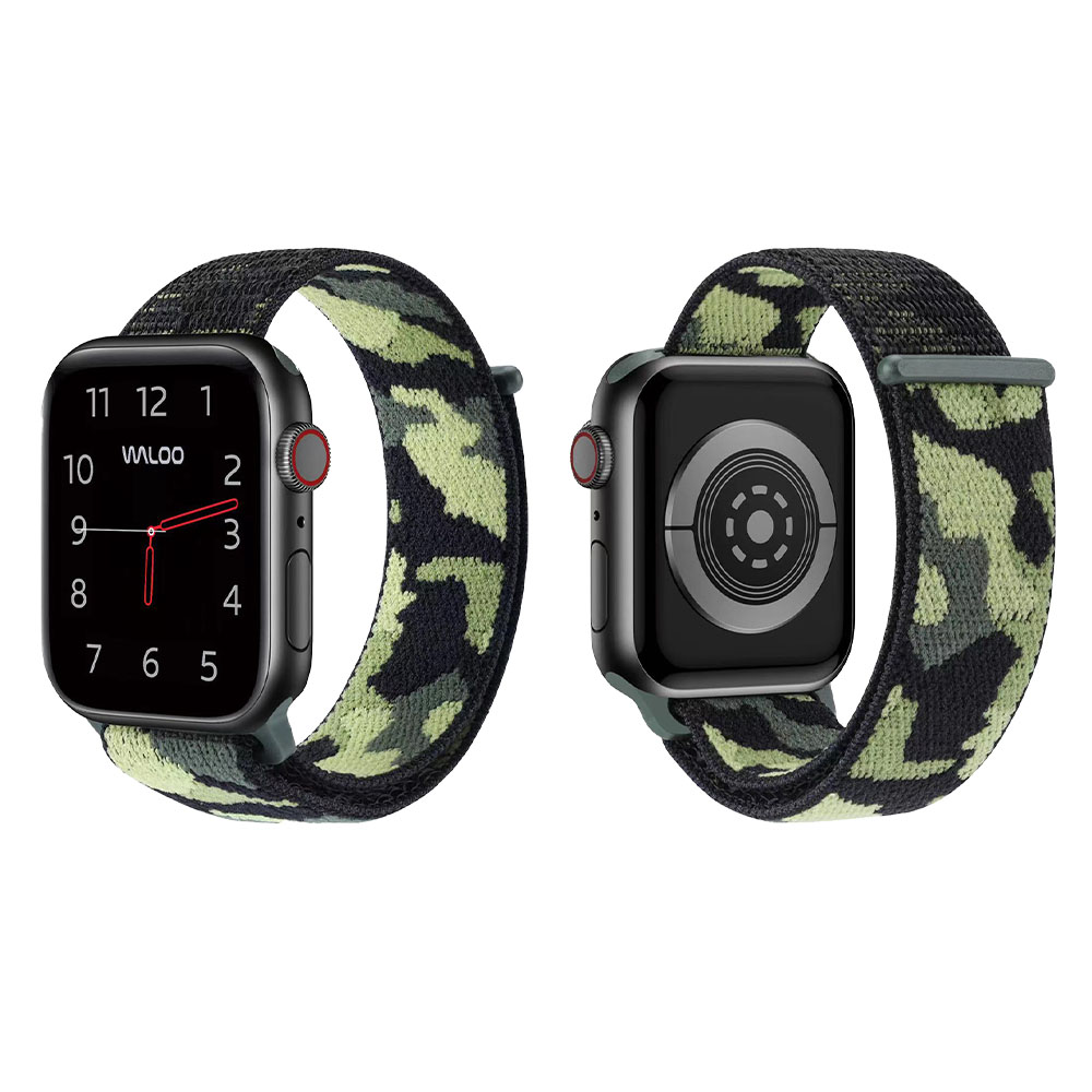 Waloo Camo Print Sport Loop Nylon Weave Band for Apple Watch - Waloo Camo Print Nylon Band (42-GREEN)