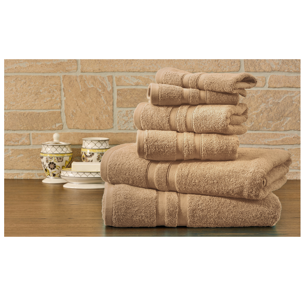 Bibb Home 100% Egyptian Cotton 6-Piece Towel Set - Solid - Linen