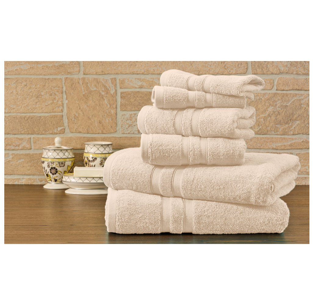 Bibb Home 100% Egyptian Cotton 6-Piece Towel Set - Solid - Ivory