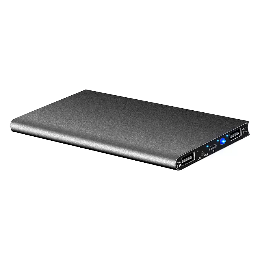 20,000mAh Power Bank with Dual USB Ports & LED Flashlight - Black