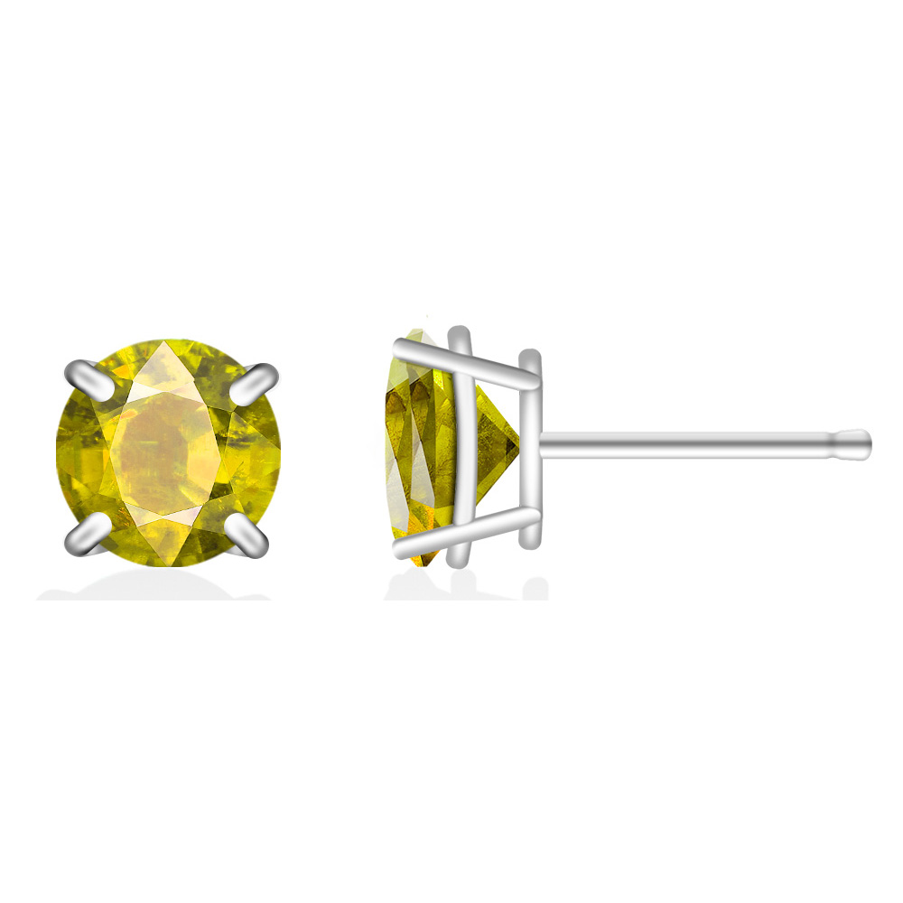 Stunning Yellow Sapphire Stud Earrings   - ER-925YELLOWROUND