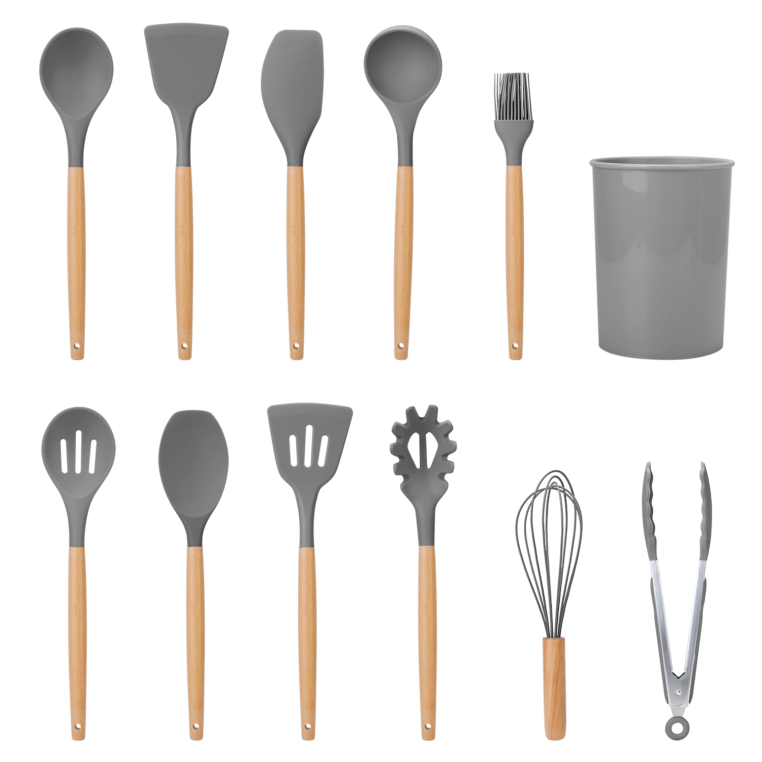 NewHome&trade; 11-Piece Silicone Cooking Utensil Set - NewHome 11 Silicone Cooking Utensils GRY