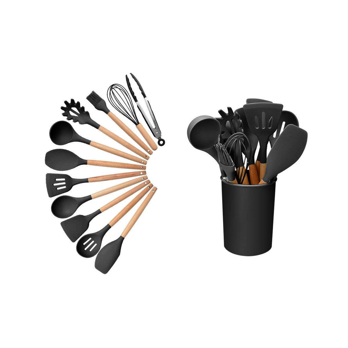 NewHome&trade; 11-Piece Silicone Cooking Utensil Set - NewHome 11 Silicone Cooking Utensils BLK
