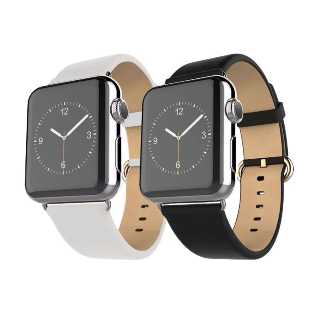 Waloo® Leather Grain Band for Apple Watch (2-Pack) - 38mm White / Black