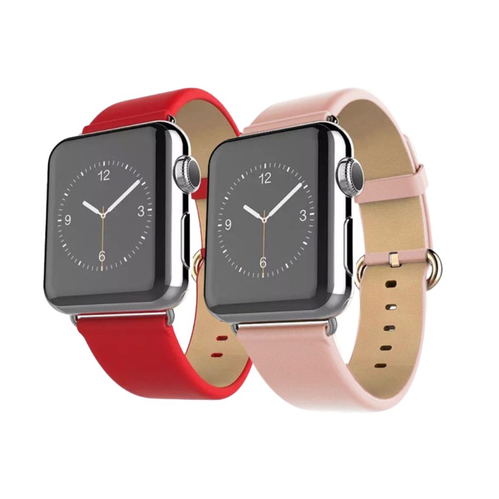 Waloo® Leather Grain Band for Apple Watch (2-Pack) - 38mm - Red / Pink
