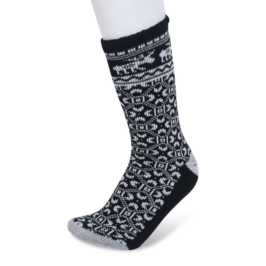 GaaHuu Men's Brushed 2.7-TOG Patterned Thermal Socks - Black