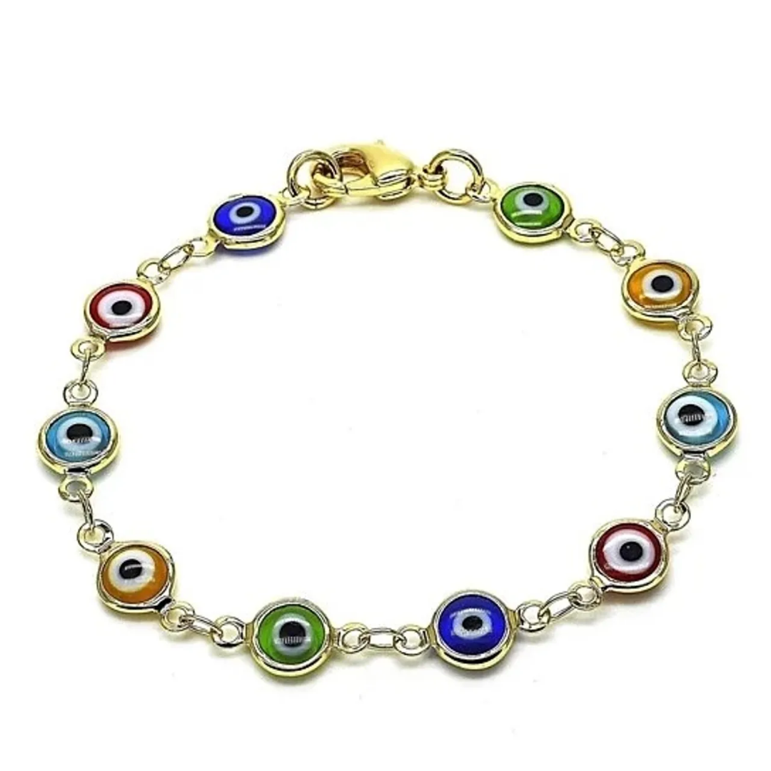 Women's 18K-Gold-Plated Protection Good Luck Bracelet - Multi-Color-8''
