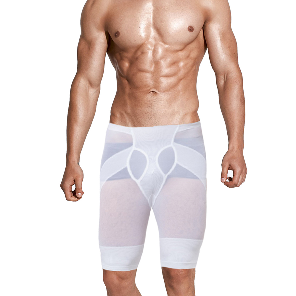 Men's Mesh Body-Slimming Compression Shapewear Underwear - White - Medium