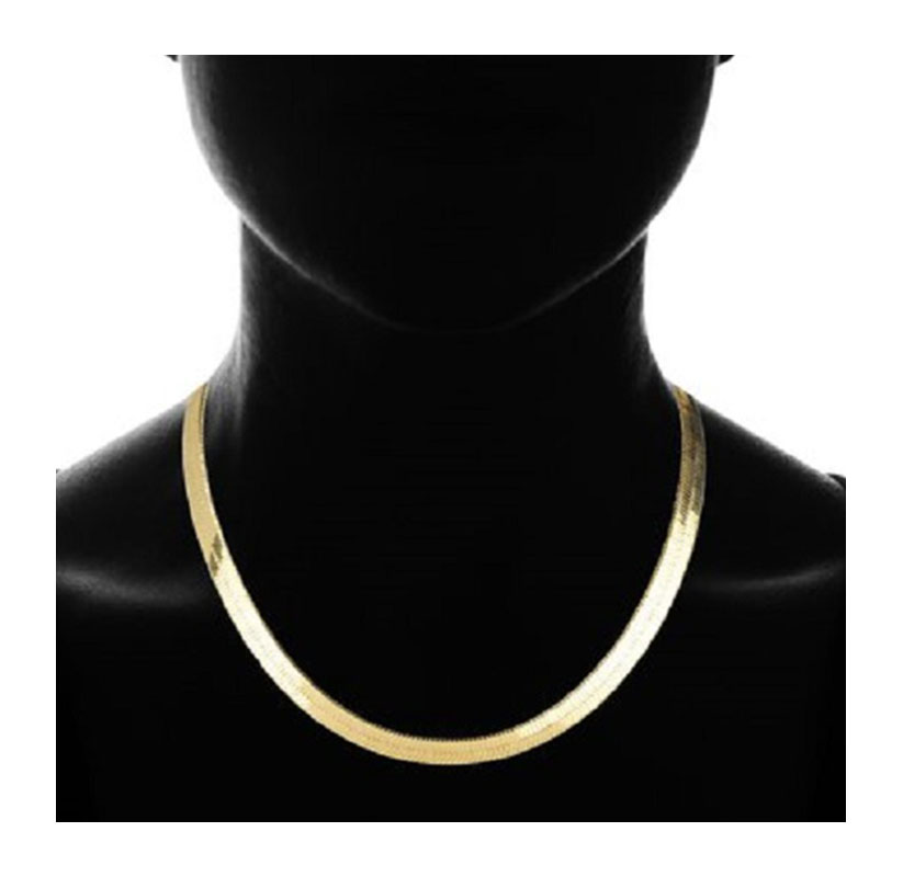 14K Gold-Plated Herringbone Chain - Yellow Gold - 18-inch