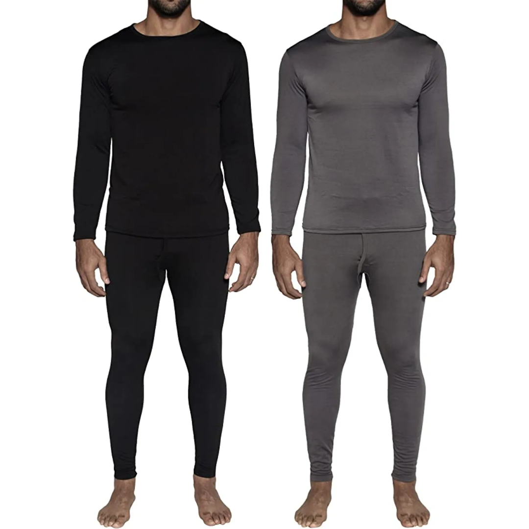 Men's Long Sleeve Fleece Thermal Matching Tops and Bottoms (Set of 2) - Small