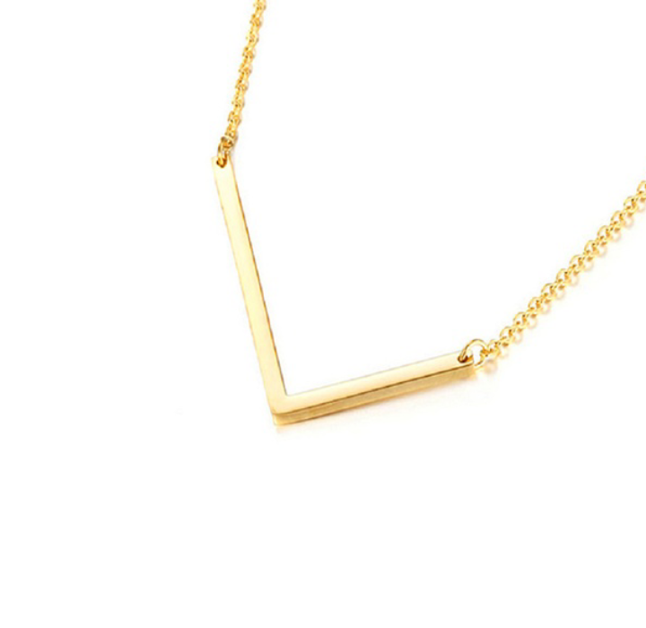 18K Gold-Plated Sideway Initial Necklace - Yellow Gold - L
