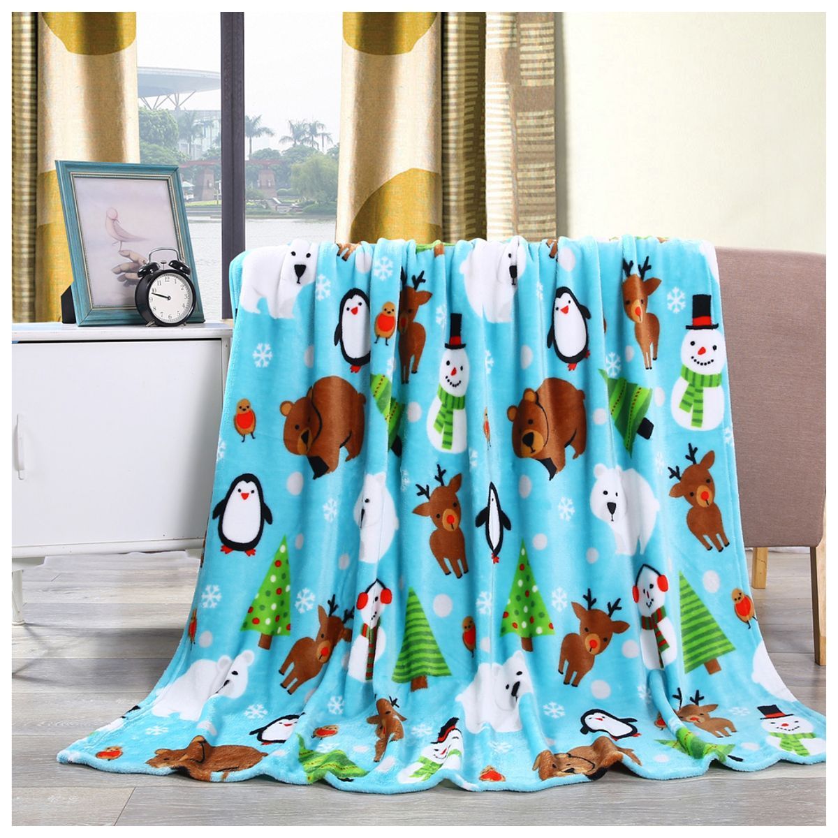 Noble House Soft Fleece Winter Holiday Throw Blanket - Holiday Pals