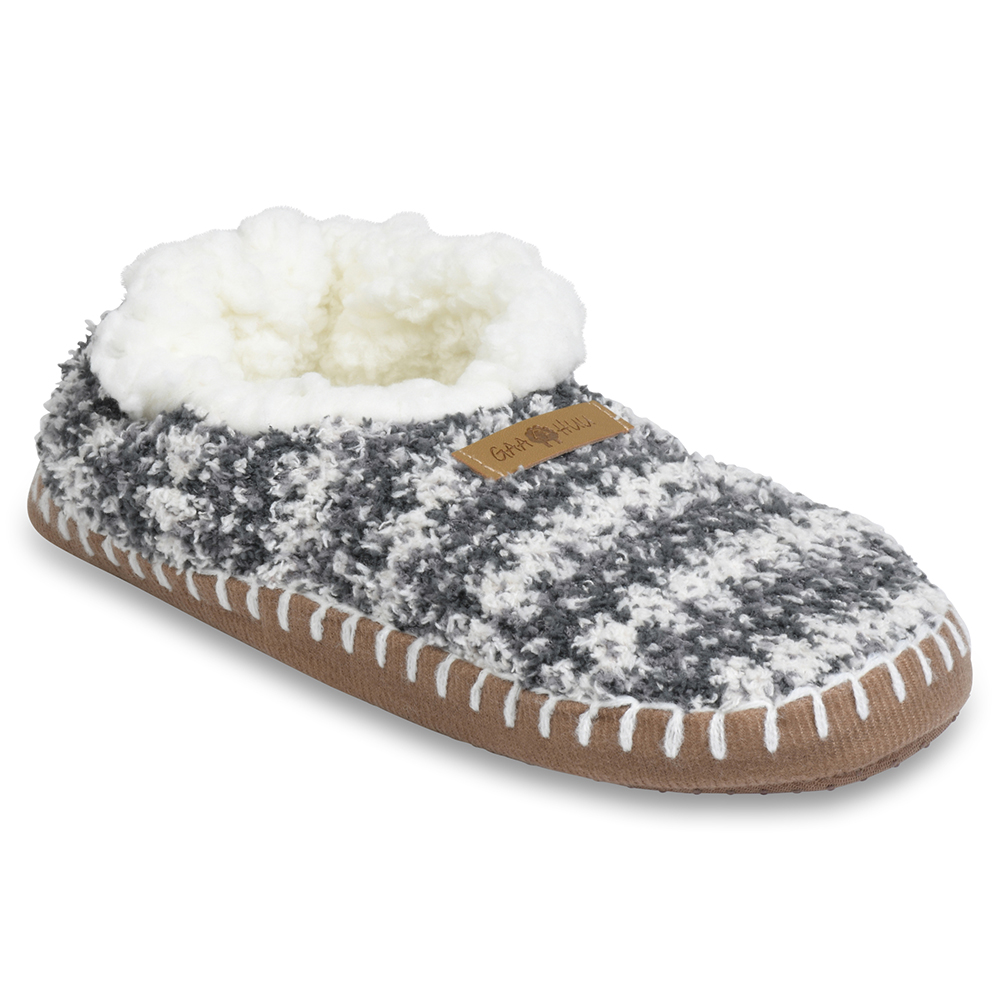 GaaHuu™ Women's Cozy Moccasin Slippers - grey allover fairisle
