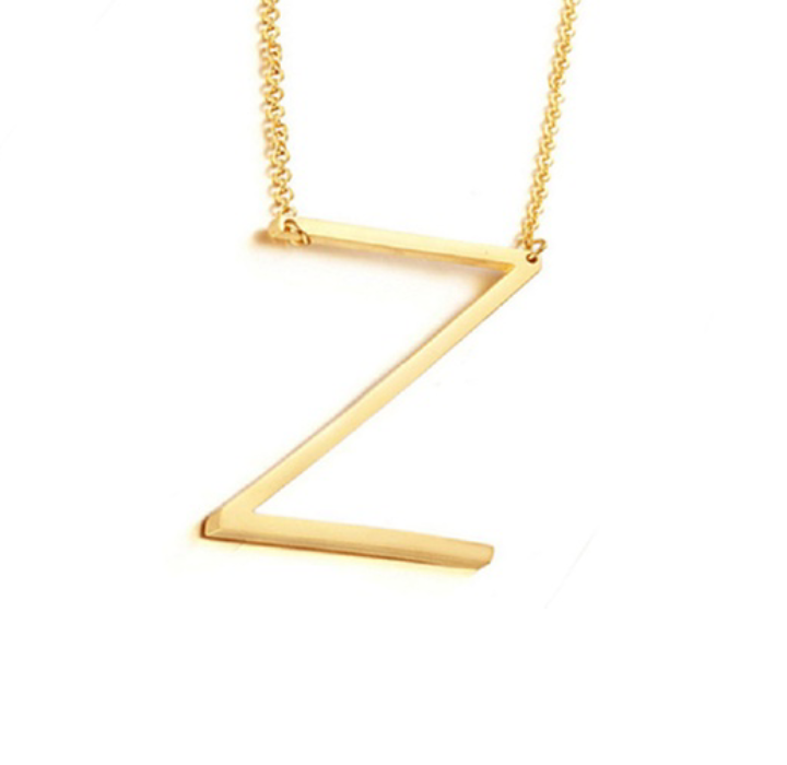 18K Gold-Plated Sideway Initial Necklace - Yellow Gold - Z
