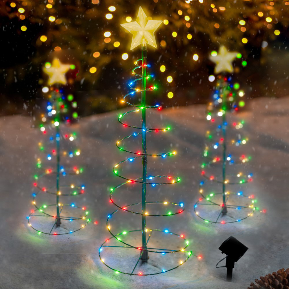 Merrylite™ Solar LED Metal Christmas Tree - Multicolor - 2ft - 1-Pack